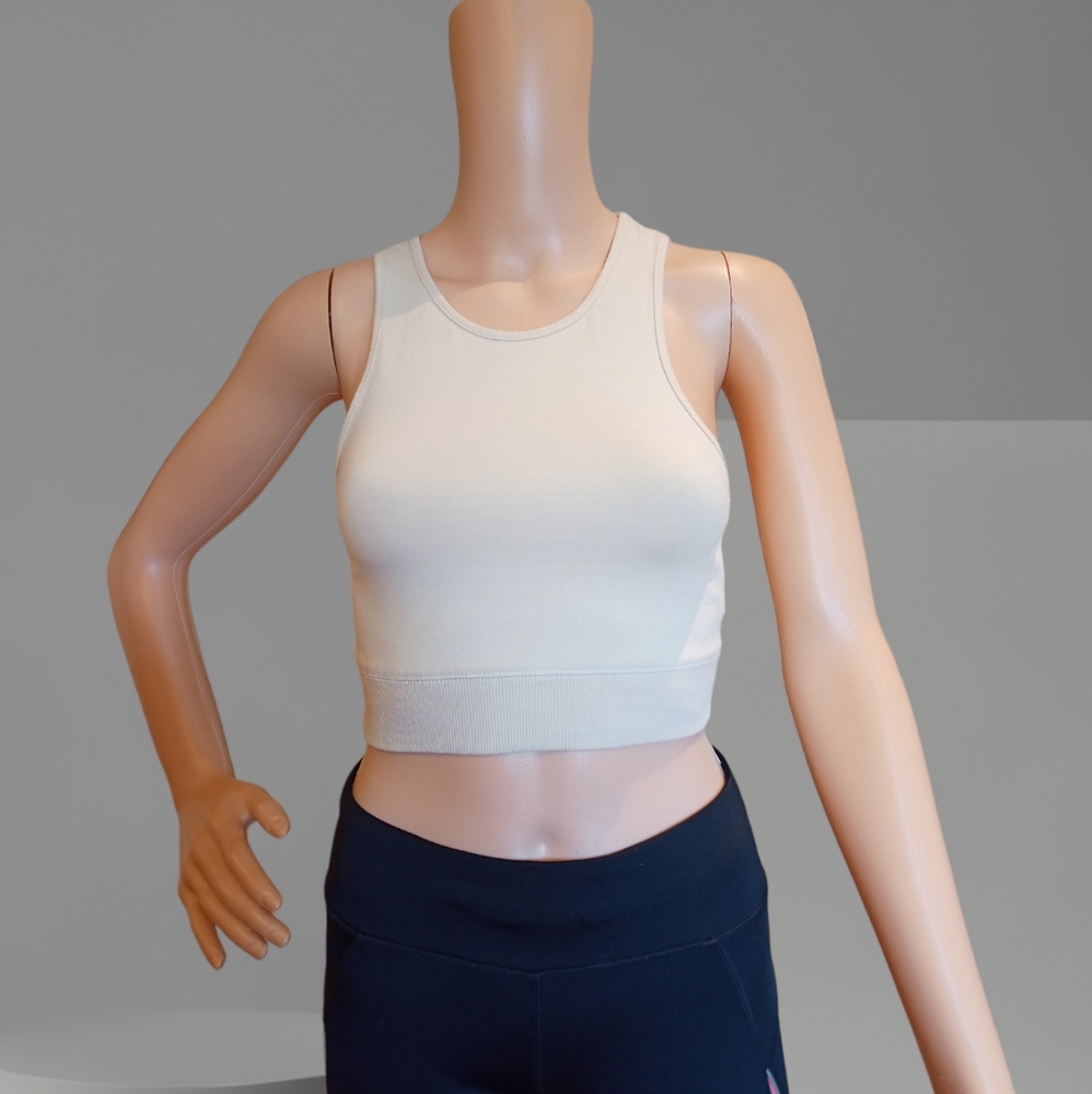 Zara Women's Beige Cropped Tank Top - Picture 2 of 16